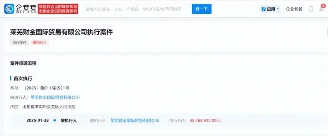 执行目标超4500万元！莱芜财金国贸成被执行人，齐鲁财金所持常铝股分再添解冻 ...