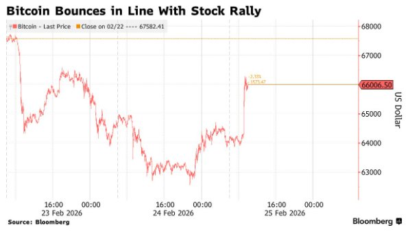比特币一度跳涨至6.6万美圆 市场紧盯特朗普国情咨文演讲