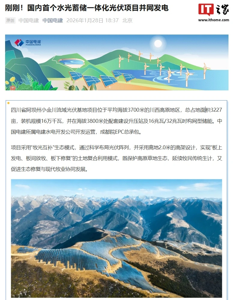 放牧时也能发电：国际首个水光蓄储一体化光伏项目投运