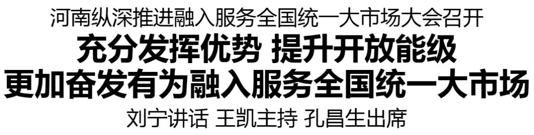 河南纵深推进融入办事全国统一大市场大会召开 刘宁发言 王凯主持 孔昌生列席 ...